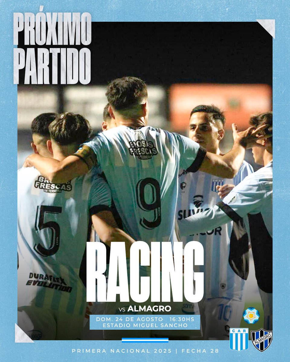 ⚽️ ¡Próximo Partido! 

🗓️ Fecha 28
🆚 Almagro 
📆 Domingo 24/8
⏱️ 16:30hs
🏟️ Estadio Miguel Sancho 
📺 TyC Sports Play 

¡Vamos Academia! 🇸🇲👊🏼