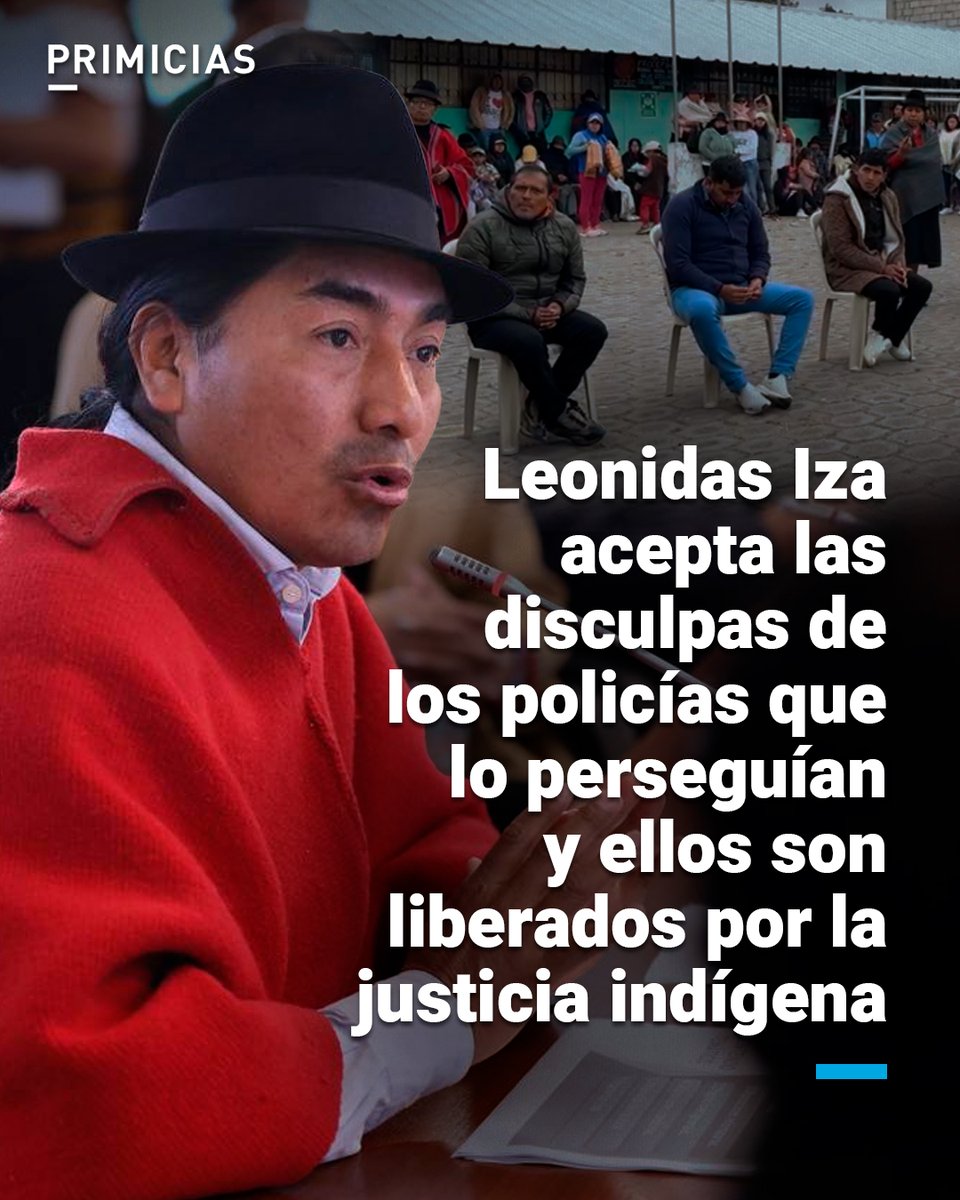 En una audiencia pública realizada en Toacaso, Cotopaxi, líderes indígenas declararon culpables a tres policías de haber invadido su territorio y exigieron que ofrezcan disculpas públicas a Leonidas Iza, expresidente de la Conaie.  prim.ec/3czR50WJZiw