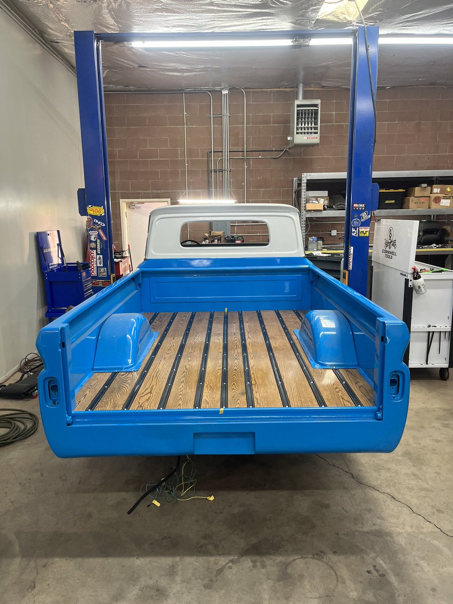 RomanMeissner1's tweet photo. These are old pics. Truck is almost done now but, this is a ‘65 C10 I’ve been building at work for a client. Sick truck. 6.0 LS, T56, Restomod A/C, all kinds of modern goodies. Can’t wait to see the owner driving it around town https://t.co/cEXzcWOjMr