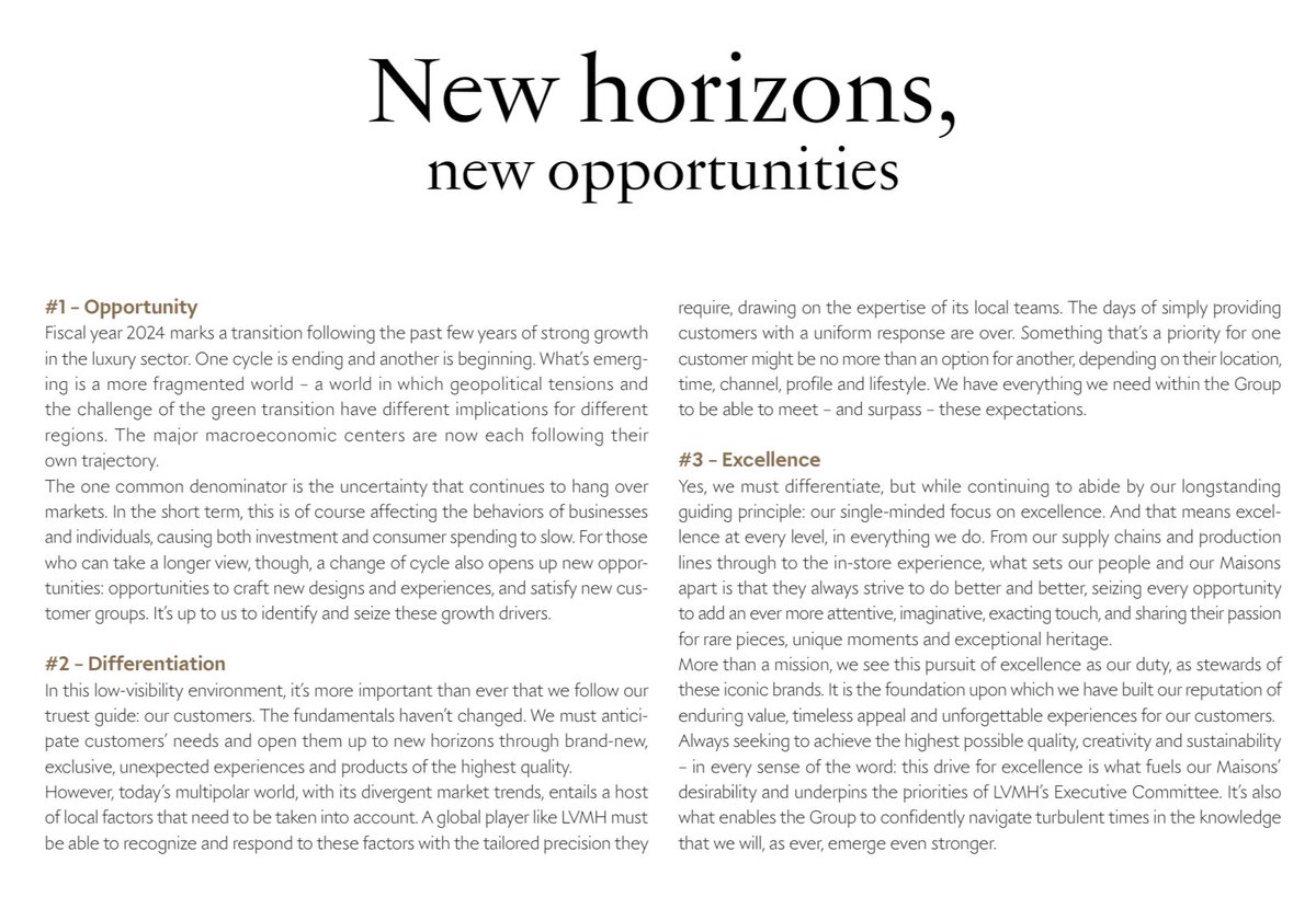 “We must follow our truest guide: our customers” 

$LVMH 2024 Annual Report