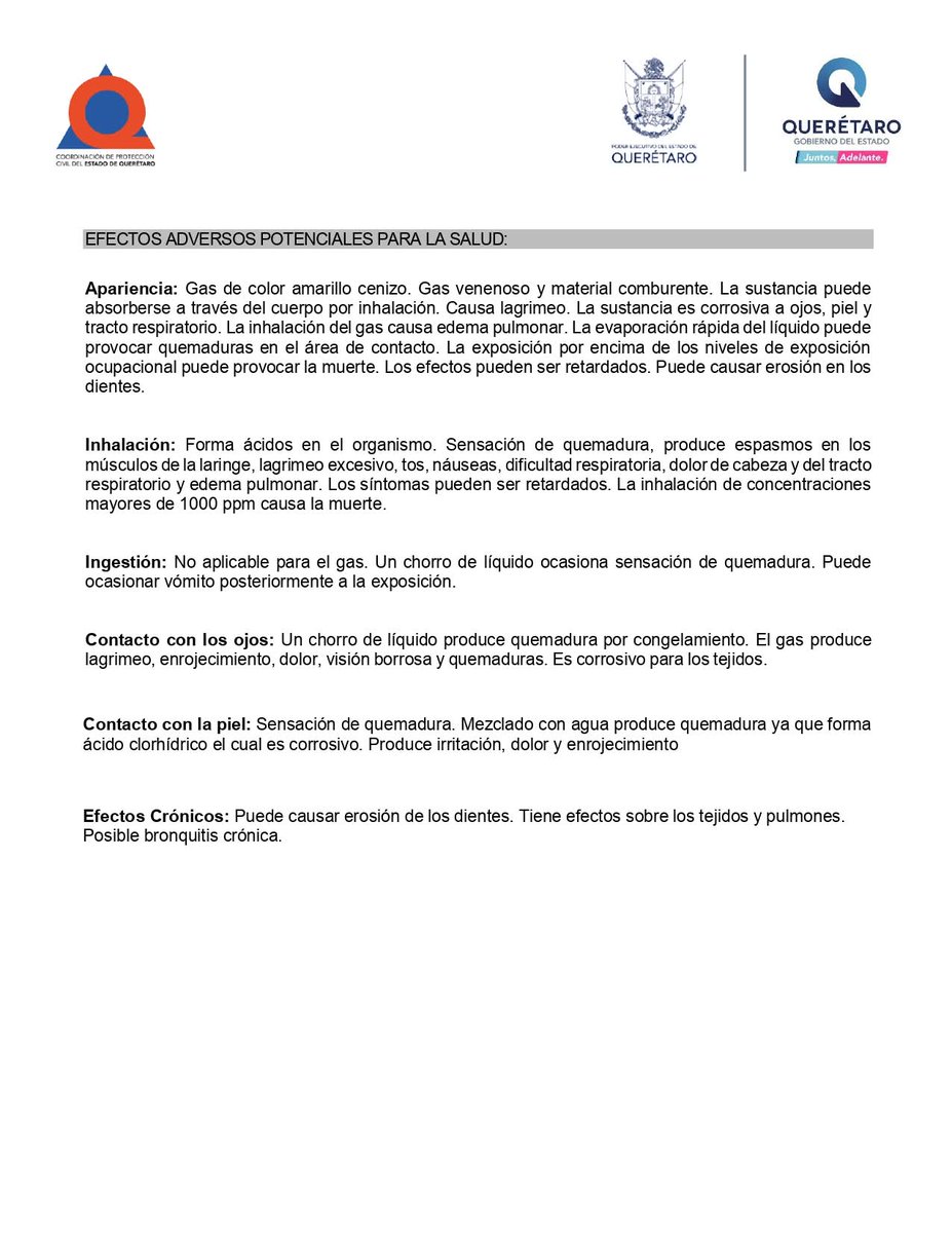 ⚠️ INFORMACIÓN IMPORTANTE ⚠️

Se registró robo de cinco cilindros con Gas Cloro en el municipio de Colón, los cuales eran utilizados para el proceso de potabilización de agua.

🔺Nivel de #Riesgo: Alto
🔺Tóxico, puede ser fatal si se inhala o absorbe por la piel.
(1/2)