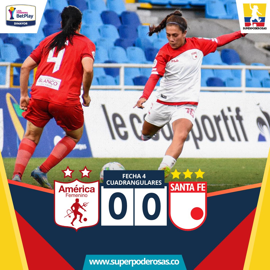 Superpoderosas 🇨🇴⚽️ (@_superpoderosas) on Twitter photo 🔥 ¡'ESCARLATAS' Y 'LEONAS' DIVIDEN HONORES! 🔥
América de Cali y Santa Fe igualaron sin goles por la Fecha 4 de los Cuadrangulares de la Liga Femenina ⚽️🏆🇨🇴 llegando a 5pts (2°) y 4pts (3°) en el Grupo B.
📸 <a href="/LeonasSantaFe/">Santa Fe Femenino</a> 🔥 ¡'ESCARLATAS' Y 'LEONAS' DIVIDEN HONORES! 🔥
América de Cali y Santa Fe igualaron sin goles por la Fecha 4 de los Cuadrangulares de la Liga Femenina ⚽️🏆🇨🇴 llegando a 5pts (2°) y 4pts (3°) en el Grupo B.
📸 <a href="/LeonasSantaFe/">Santa Fe Femenino</a>