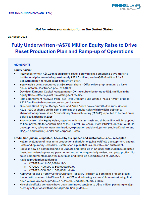 Serial market miner and struggling #uranium producer $PEN returns. Having just celebrated its 30th year listed on the <a href="/ASX/">ASX 🏛 The heart of Australia's financial markets</a>, what could possibly go wrong now!