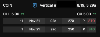 average_ro's tweet photo. #COIN sold vertical https://t.co/zMiZFSiWol