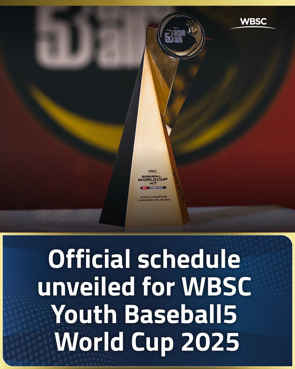 WBSC's tweet image. 🚨 Breaking News‼️
📆 New tournament format, official schedule unveiled for WBSC Youth Baseball5 World Cup 2025

📰 Learn more here
🔗 wbsc.org/en/news/new-to…

#YouthB5WorldCup