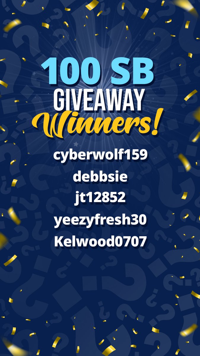 Congratulations to the winners of Wednesday's Daily Trivia Live 100 SB giveaway!

Five players from today's game have been drawn - play Monday's TV game to find out if you're one of them...

Don't have the app? Get in the game at swagbucksdailytrivia.com