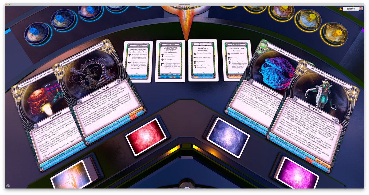 A Jack Reda curated #CosmicEncounter game is about the halfway point. Winner gets pink ships and 8 player combo cards! Play Cosmic Games Win Cosmic Prizes twitch.tv/futurepastimes…