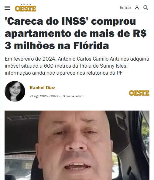 BrazilenDireita's tweet image. Enquanto #aposentados são lesados com descontos indevidos, o lobista conhecido como “Careca do #INSS” aparece ostentando um apartamento de luxo na Flórida, avaliado em cerca de R$ 3,3 milhões.