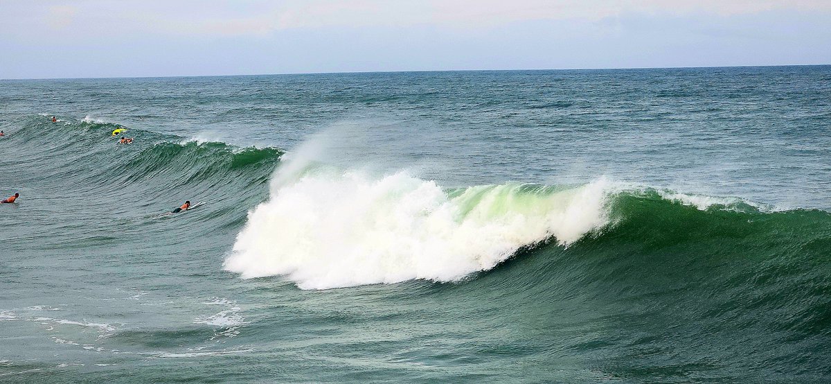 A look at big waves and surfers on Wednesday at Wrightsville Beach near The Oceanic. This photo is courtesy of Adam Greene. #WECTwx #ILMwx #ncwx