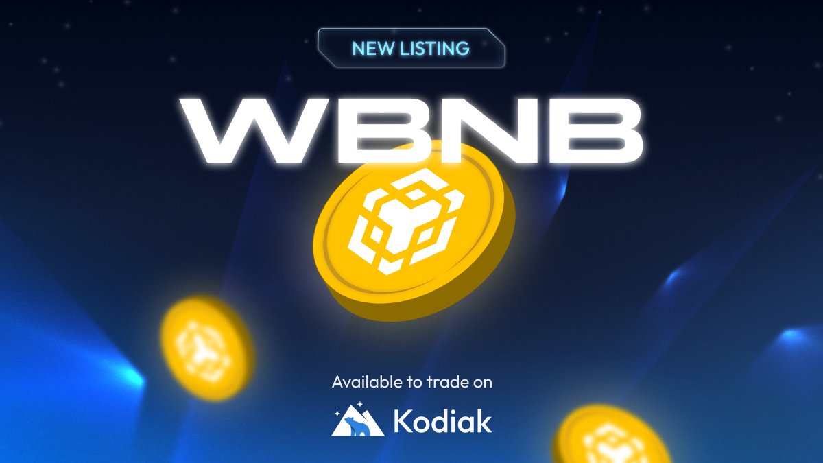 $WBNB is now seeded and tradable on Kodiak!

This marks the second non-bera major to be listed on Kodiak with many more to come in the near future!

Additionally, you can now buy and hold $WBNB on Berachain within <a href="/BinanceWallet/">Binance Wallet</a>

Powered by <a href="/wormhole/">Wormhole</a> &amp; <a href="/USDT0_to/">USDT0</a>

Trade now: