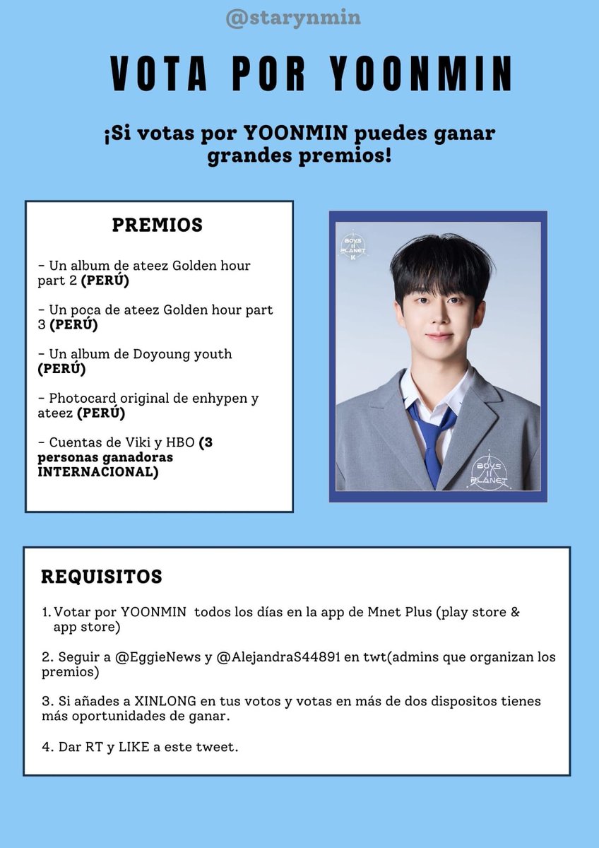 AlejandraS44891's tweet photo. Holii, hoy traigo el sorteo de nuevo ^^
Premios<3
1er puesto: Un album Golden hour part 2 de ateez 🇵🇪
2do puesto: Un album soar de Doyo 🇵🇪
3 - 4 - 5topuesto: PC de enhypen y ateez 🇵🇪
Y cuentas de Viki y HBO (3personas)

Grupo de WhatsApp 
https://t.co/XH2QM7cJdx https://t.co/KpOv7DN2Na