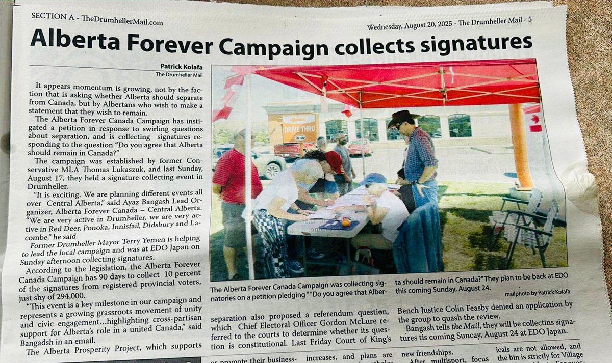 “It appears momentum is growing, not by the faction that is asking whether Alberta should separate from Canada, but by Albertans who wish to make a statement that they wish to remain.”

#ForeverCanadian
#ableg #cdnpoli
