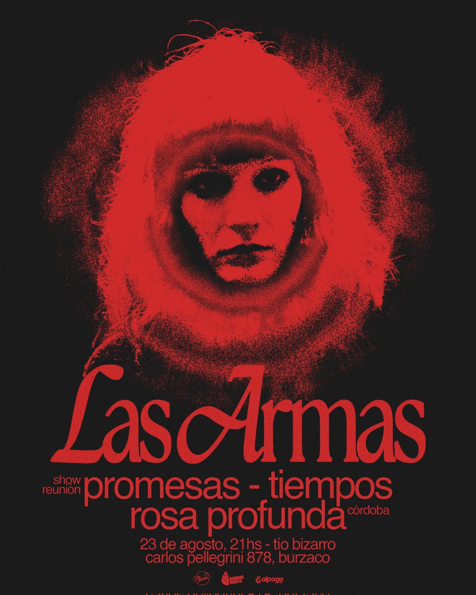 hpprensa's tweet image. 🔥 Las Armas en vivo 

📅 Sabado 23 de agosto
📍 Tio Bizarro - Pellegrini 878, Burzaco. 

🎟 Entradas disponibles en:
alpogo.com/evento/las-arm… 

#lasarmas #emocore #show  #recitalesargentina #hpprensa