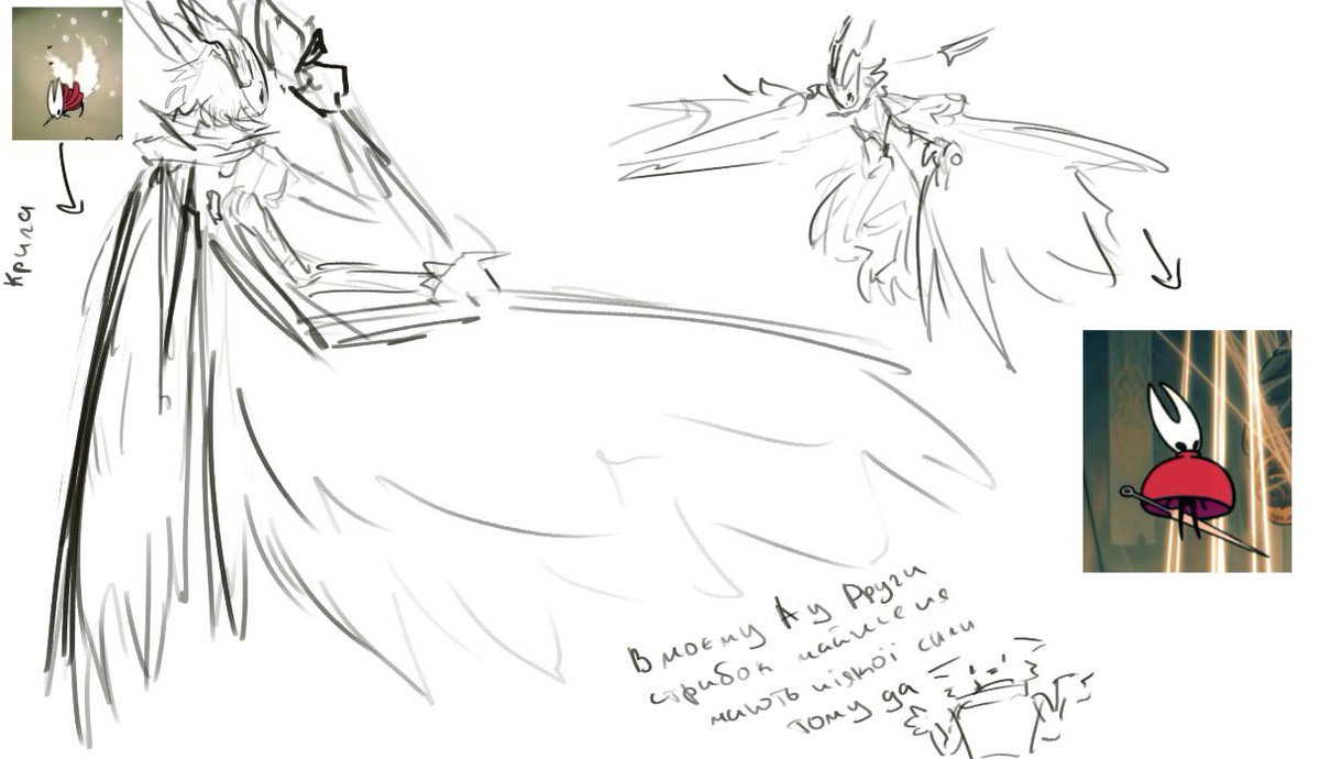MissIva21's tweet photo. In my AU, the second jump has no power, so the wings are mechanical and use the role of a "parachute" #Hornet #silksong2025 #hkau https://t.co/e3Q9Kq3Rbh