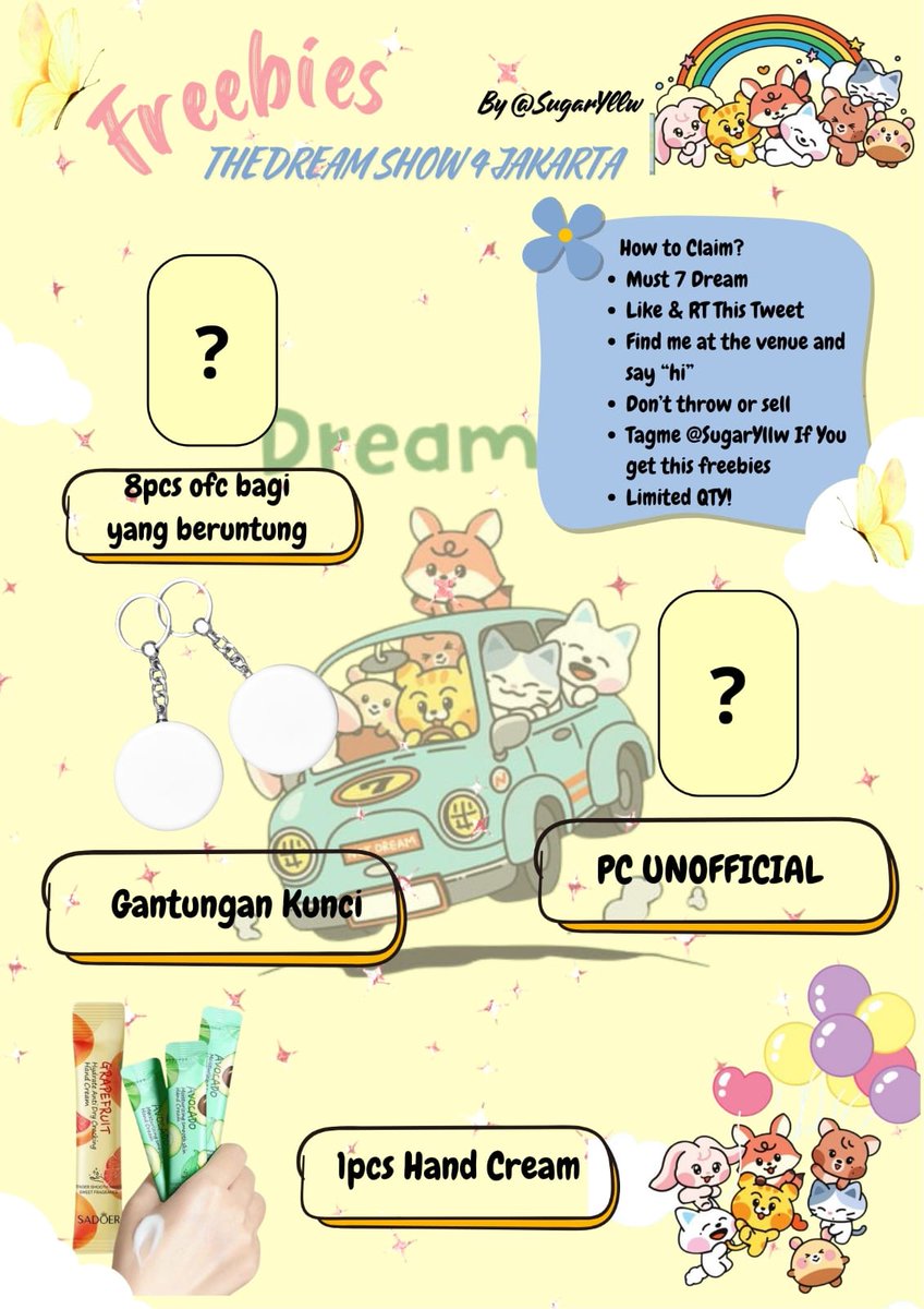 ✮⋆˙FREEBIES THE DREAM SHOW 4 IN JAKARTA ✮⋆˙
by <a href="/SugarYllw/">࣪ ִֶָ☾.𐙚࣪ i_rnjung࣪ ִֶ⋆˚࿔</a>

🏟️: Jakarta International Stadium 
📆: 28 September ( Day 2 ) 
🕓 : TBA

Limited qty !
Like &amp; RT are very appreciated 💛

#THEDREAMSHOW4 
#THEDREAMSHOW4_JAKARTA 
#TDS4JAKARTA
