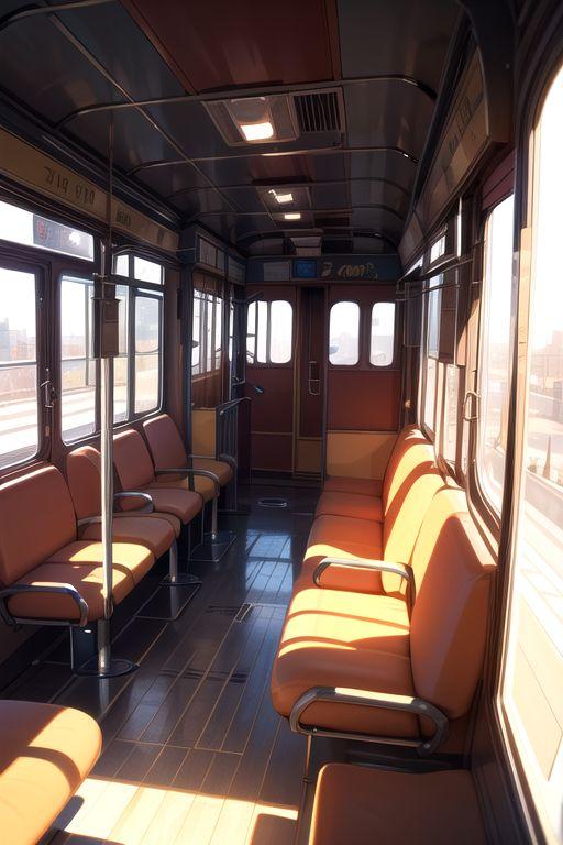 6152555a's tweet image. #チンチン電車の日
 #はいチーズの日
路面電車内の風景
路面電車内でちびキャラ達がピースしている😃