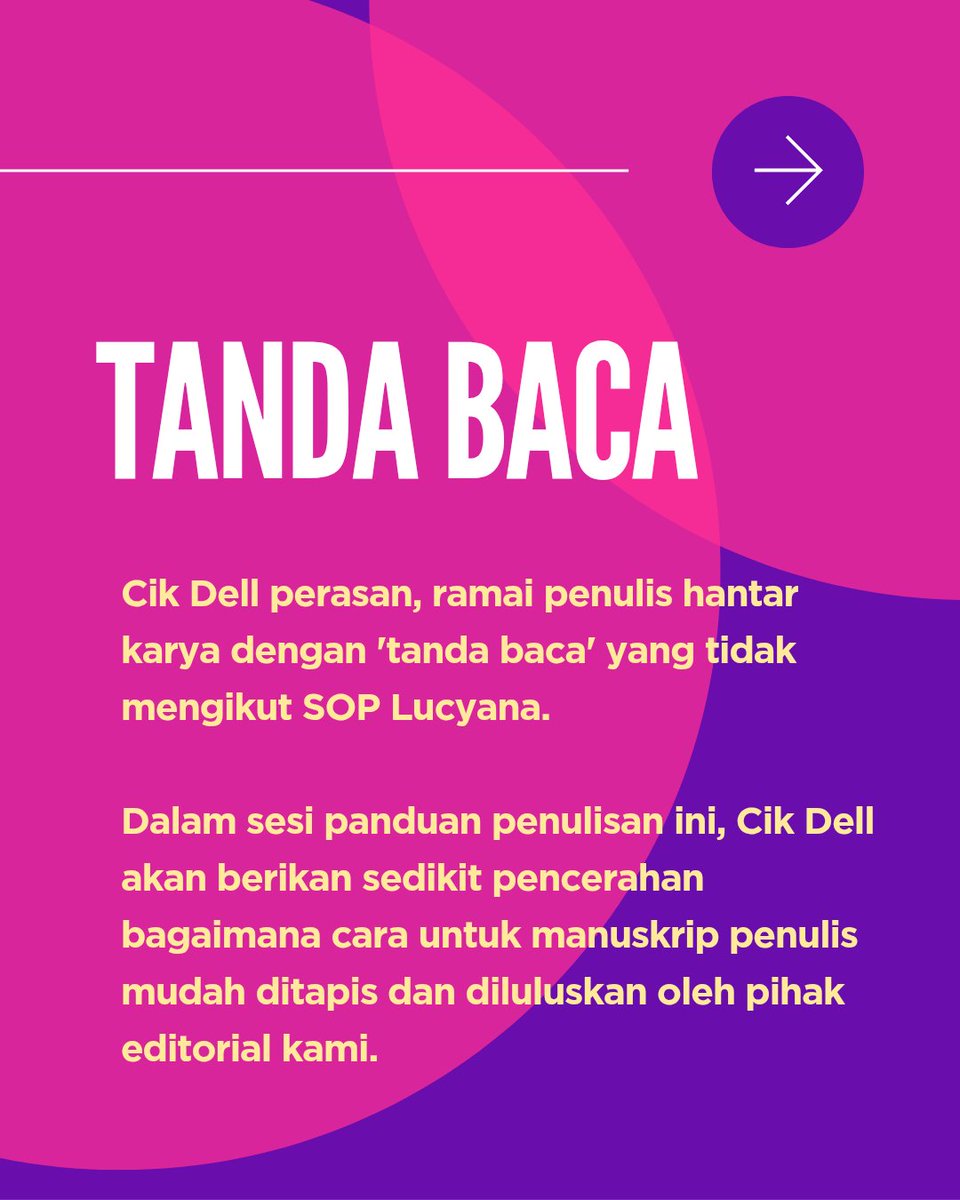 LYPUB_OFFICIAL's tweet photo. Holla semua, Cik Dell di sini 👋

Sebagai pembantu dalam pasukan editorial, Cik Dell selalu terima manuskrip yang tak ikut SOP Lucyana Pub.

Tak dinafikan, ramai penulis berbakat besar. Tapi bila masuk bab tanda baca, masih ramai yang kurang peka. https://t.co/dhOWZ9XBgw