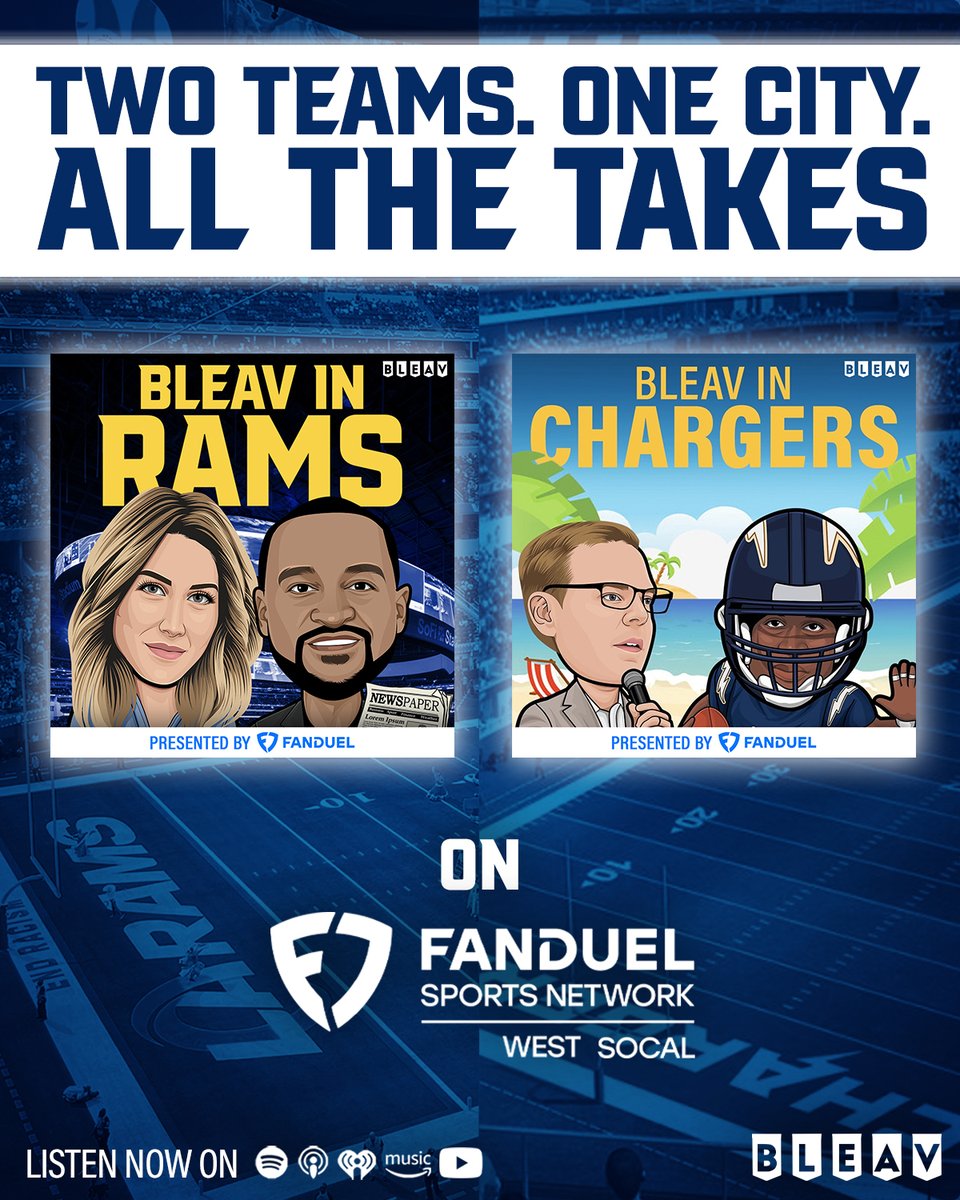 Bleav (@bleavnetwork) on Twitter photo 👉TONIGHT on <a href="/FanDuelSN_West/">FanDuel Sports Network West</a>
10 PM PT- Bleav in Rams🐏
<a href="/erincoscarelli/">Erin Coscarelli</a> <a href="/TheTylerDragon/">Tyler Dragon</a>
10:30 PM PT- Bleav in Chargers ⚡️
<a href="/mattmoneysmith/">mattmoneysmith</a> <a href="/LorenzoNeal/">Lorenzo Neal</a>
📺Not in SoCal:
youtube.com/live/QfQnlDXyg… 👉TONIGHT on <a href="/FanDuelSN_West/">FanDuel Sports Network West</a>
10 PM PT- Bleav in Rams🐏
<a href="/erincoscarelli/">Erin Coscarelli</a> <a href="/TheTylerDragon/">Tyler Dragon</a>
10:30 PM PT- Bleav in Chargers ⚡️
<a href="/mattmoneysmith/">mattmoneysmith</a> <a href="/LorenzoNeal/">Lorenzo Neal</a>
📺Not in SoCal:
youtube.com/live/QfQnlDXyg…