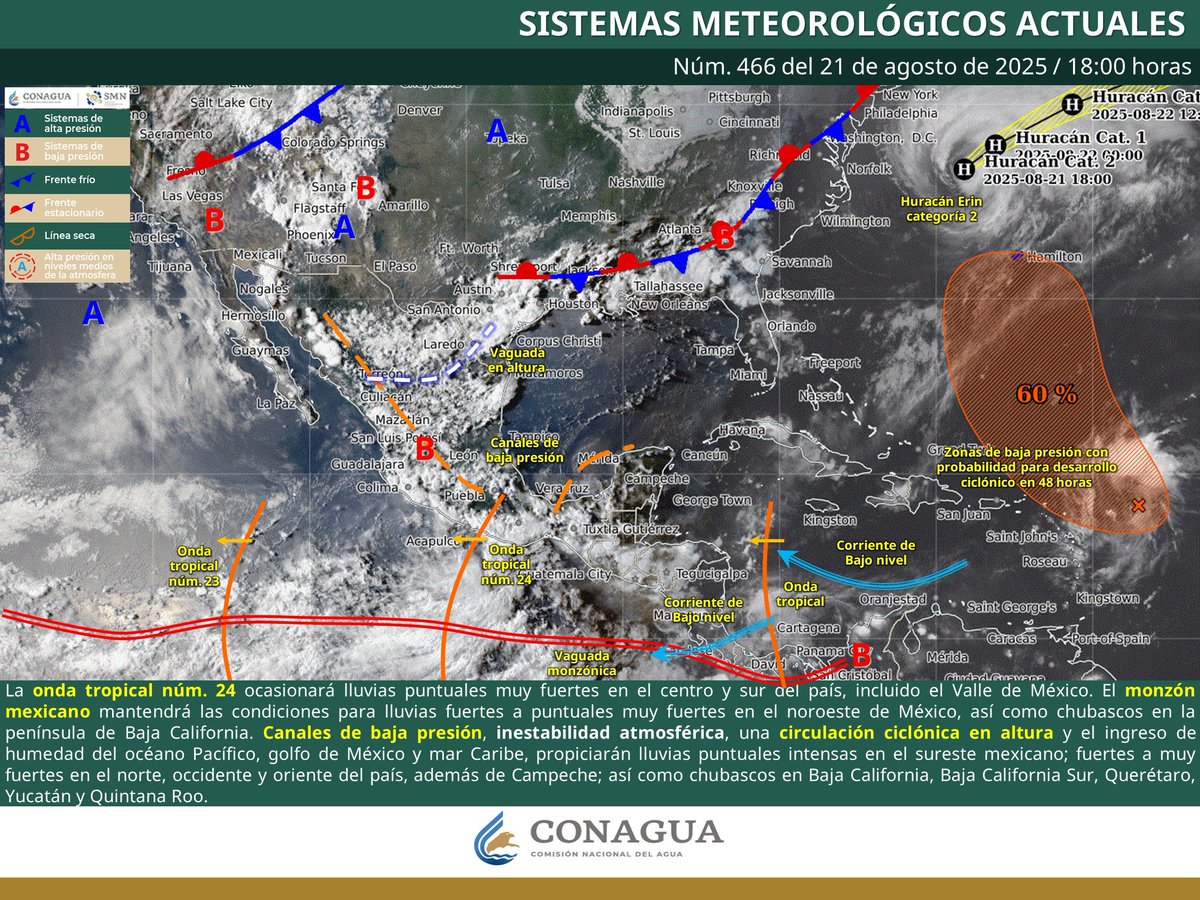 Para las próximas horas se pronostican #Lluvias intensas en regiones de #Chiapas y #Oaxaca. Más información en el #Pronóstico general vespertino  ⬇️
smn.conagua.gob.mx/es/pronosticos…