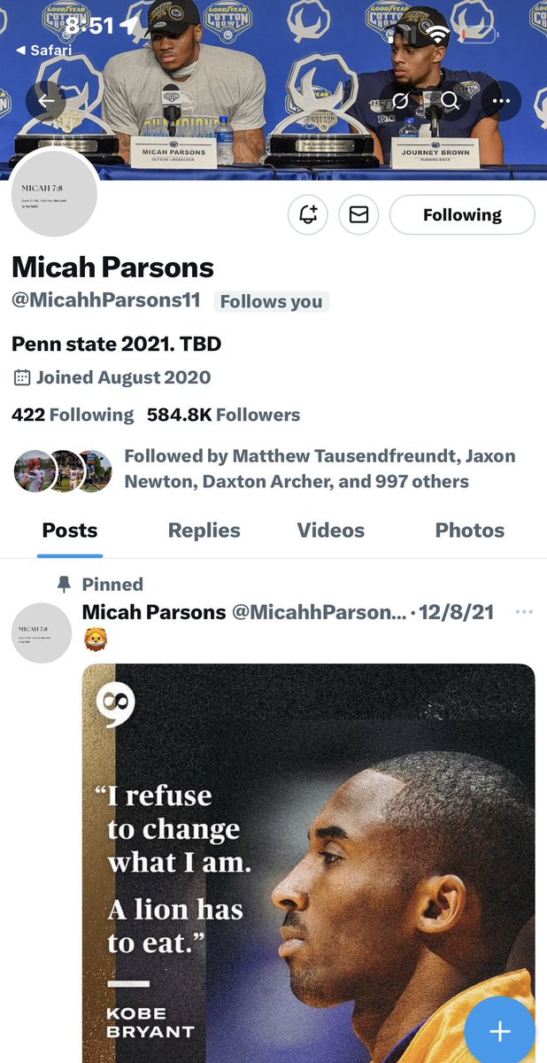 Micah Parsons has removed all Cowboys-related content from his Twitter/X profile