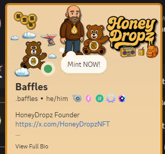 HoneyDropz π―π» (@honeydropznft) on Twitter photo You will find <a href="/Baffles78/">π³ Baffles78.eth</a> all over Discord in a ton of servers you may already be in. Be aware of the REAL Baffles and don't get scammed by impersonators. You will find <a href="/Baffles78/">π³ Baffles78.eth</a> all over Discord in a ton of servers you may already be in. Be aware of the REAL Baffles and don't get scammed by impersonators.
