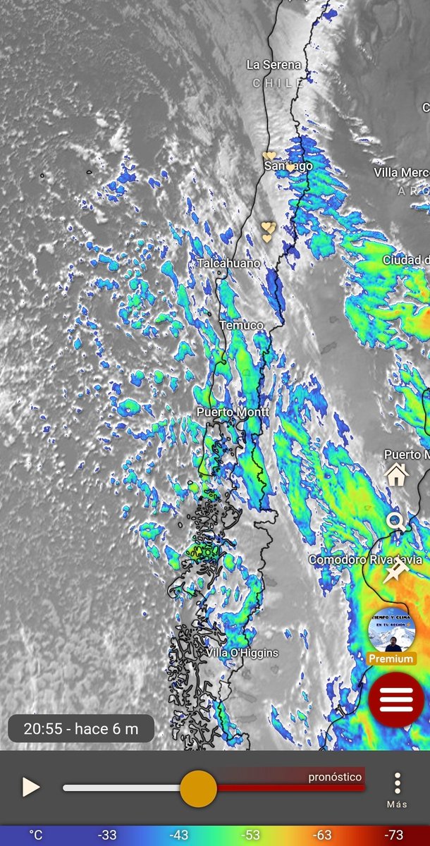 Próximas horas 🌧❄️⛈️
La masa fría comienza a ingresar y las chances de aguanieve y/o nieve para varios sectores de la zona central y sur aumentan. Pueden ocurrir en lugares sobre 300-600 msnm.
Este viernes alta probabilidad de ⛈️, granizos y graupel entre regiones de Valparaíso