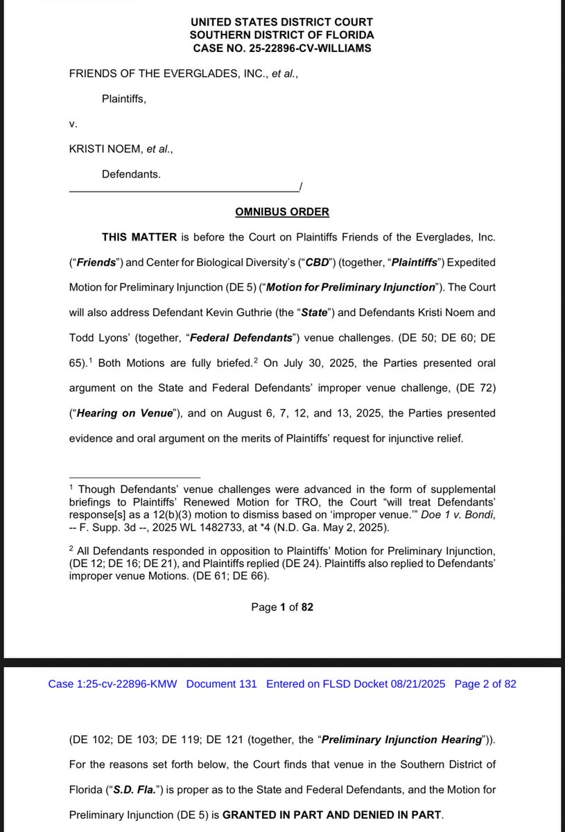 Federal Judge Kathleen Williams orders no more people transferred to Alligator Alcatraz!