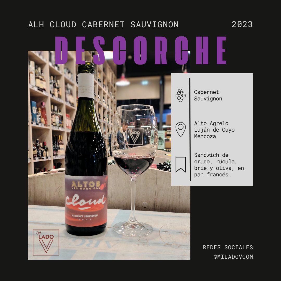 🍷 #Descorche MLV
Notas especiadas, fruta negra. En boca, tiene una entrada frutada y con una notable textura, con taninos jugosos que lo hacen muy agradable y fácil de beber. Final largo, notas de aguaribay.
.
💯 93 pts | 3.5+/5⭐
.
Cheers! 😉🍷
.
Lo conseguís en <a href="/bodegaamparo/">Amparo Mercado Gourmet</a>.