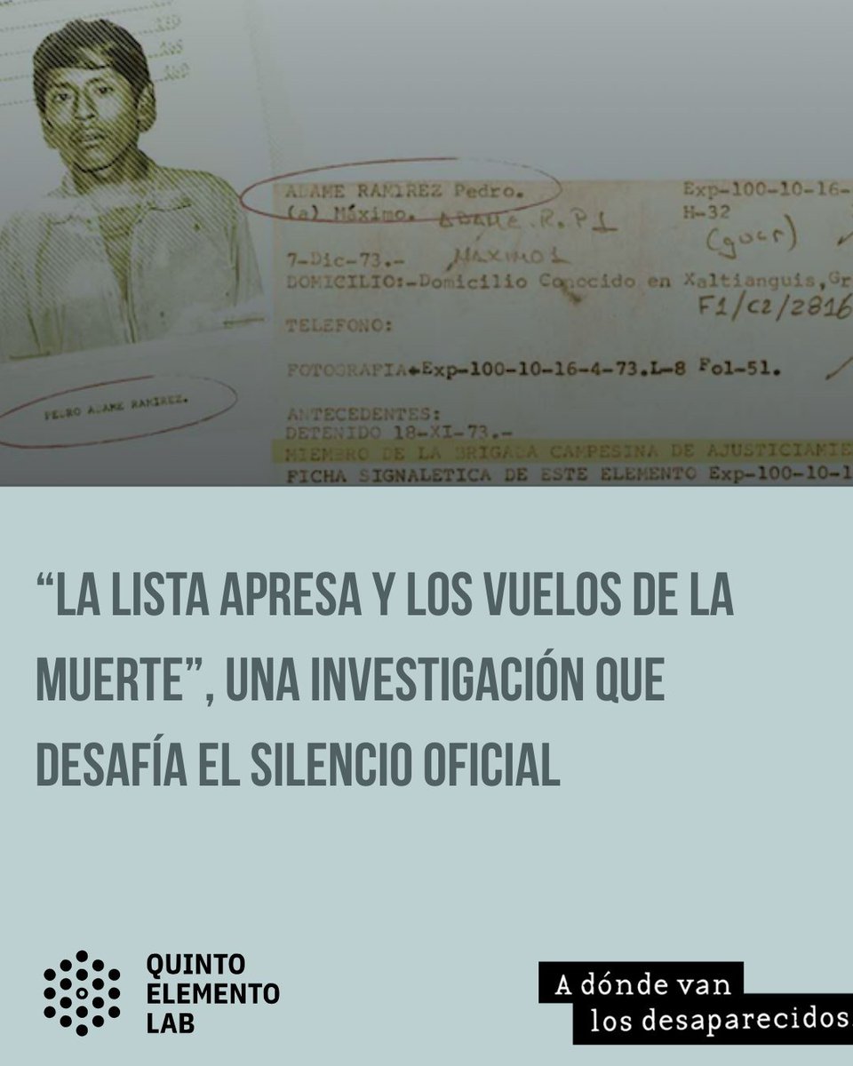 📄Un equipo independiente confirmó origen militar de una lista con 183 nombres de personas detenidas-desaparecidas entre 1972 y 1974 —presuntas víctimas de los “vuelos de la muerte”—, dada a conocer en agosto de 2024.

👉 adondevanlosdesaparecidos.org/2025/08/21/la-…