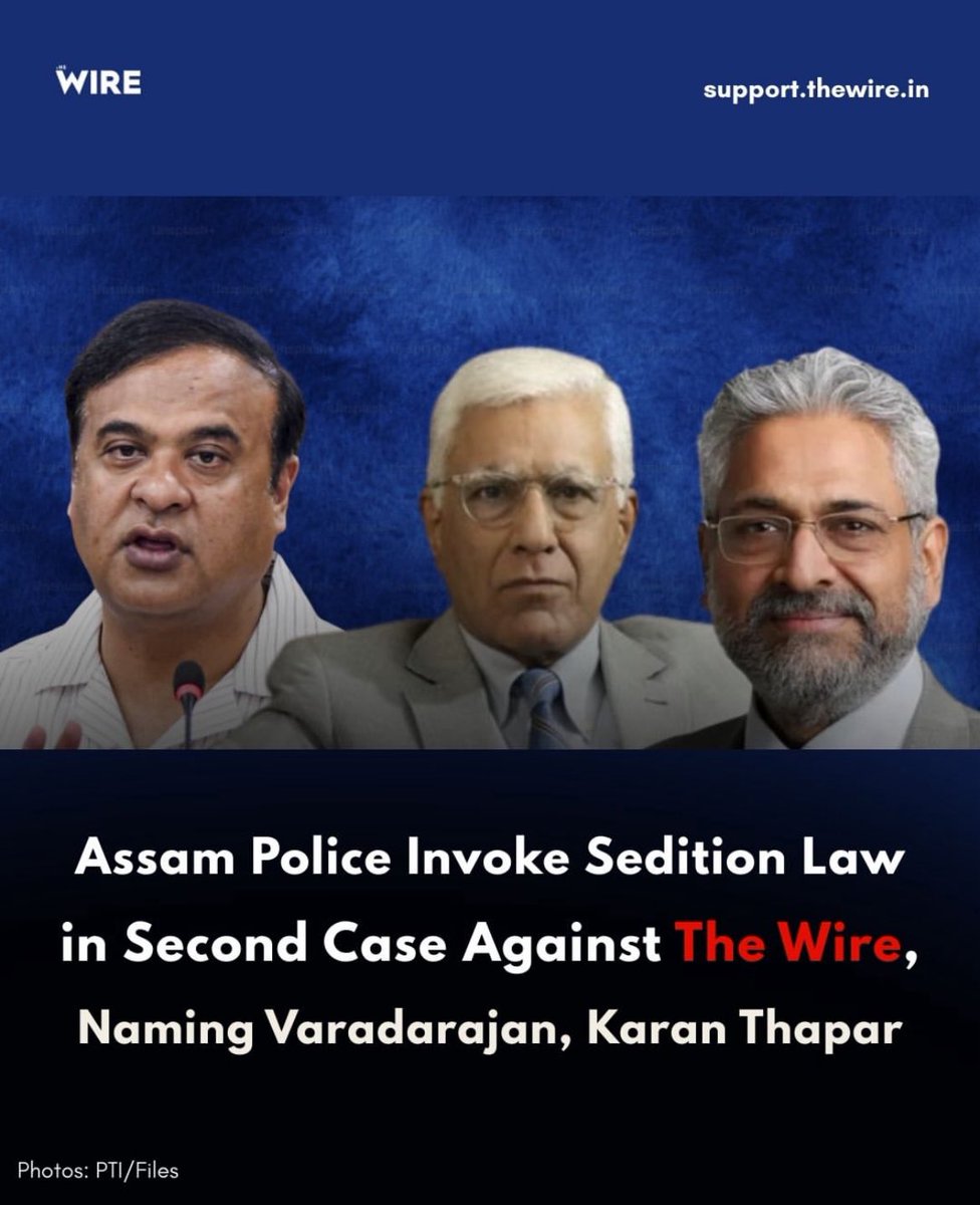 CPI strongly condemns the harassment of independent journalists Siddharth Varadarajan (<a href="/svaradarajan/">Siddharth</a>), Karan Thapar of The Wire and Abhisar Sharma (<a href="/abhisar_sharma/">Abhisar Sharma</a>), against whom FIRs have been filed in Guwahati at the behest of a BJP functionary.

This has become a dangerous