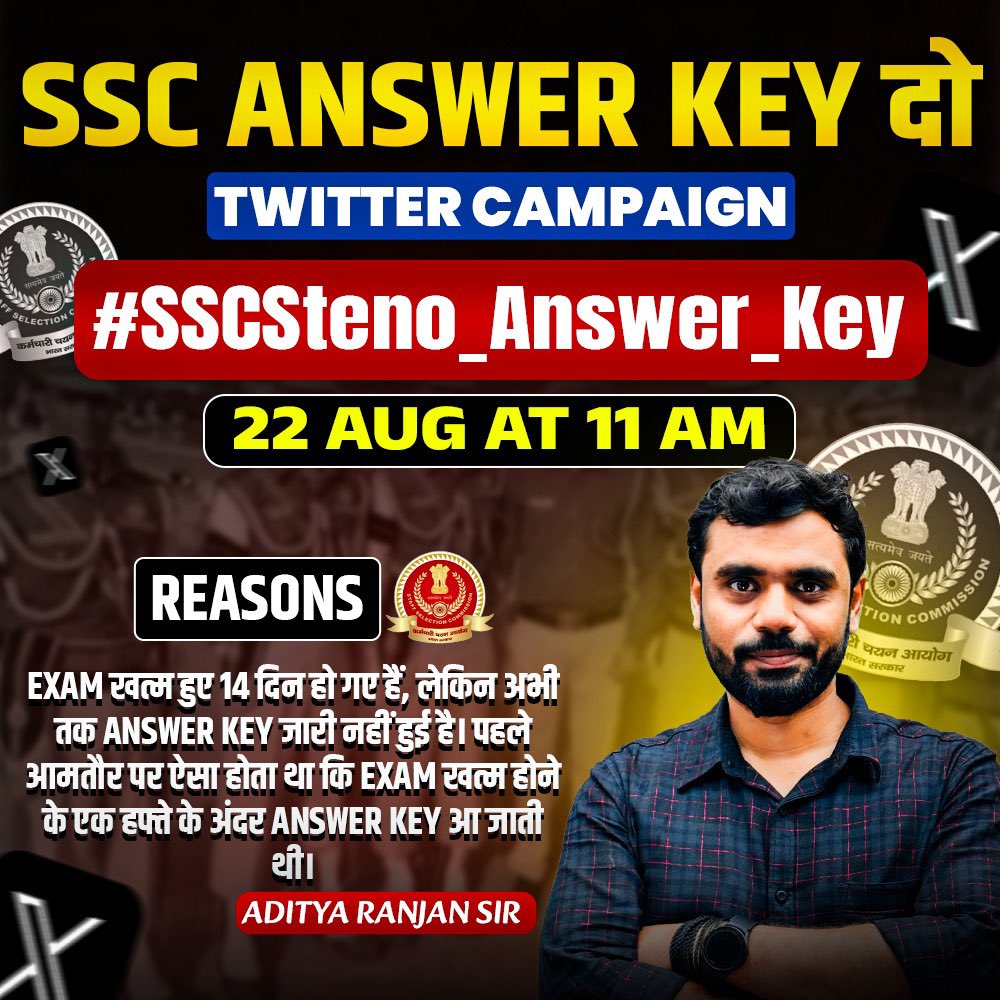MukeshBangra12's tweet photo. Due to delay in Steno Answer Key, SSC will have to answer..

When will the Steno Answer Key come?

#SSCSteno_Answer_Key https://t.co/6NC7s8Ld77