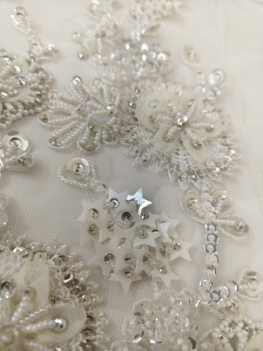 Stars stitched into elegance 
Hand-embroidered with 3D florals, star sequins, pearls &amp; crystals on soft tulle.

Perfect for Bridal &amp; Couture gowns, veils &amp; panels.

For custom inquiries:
info@sadulbadul.com
+91 91363 04295
 sadulbadul.com

#BridalEmbroidery