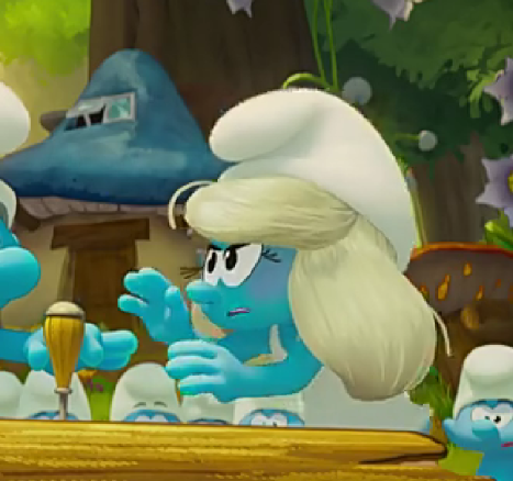 no me gusto ese tono de rubia en pitufina, comparada con la de netflix , la nueva se ve e la caducidad de papa pitufo