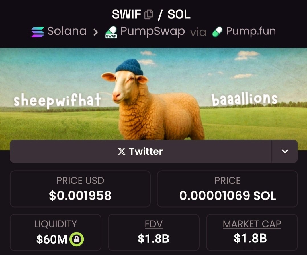 Mv5ty01's tweet photo. $SWIF to a billion, Jeeters gonna cry in 4K

Disclaimer: the picture isn't real (NOT YET) https://t.co/c8va6HVJtv