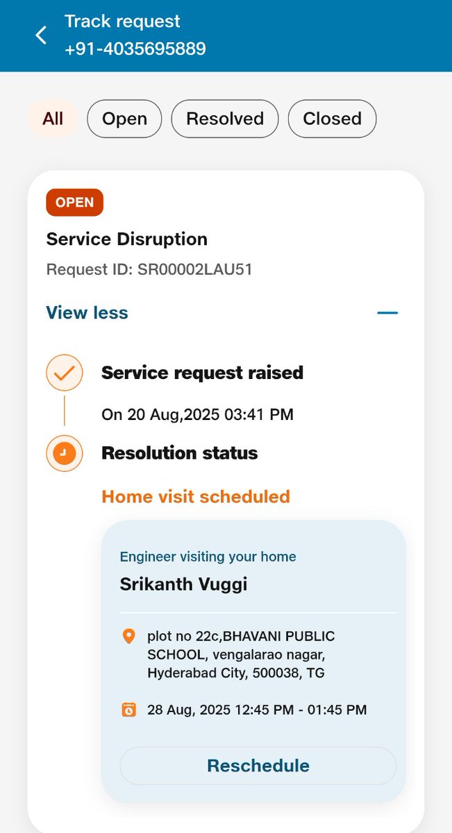 Jio Service very POOR  NO technician came but Request Raised without knowing just single wire breaked by vehicle  in vengal Rao Nagar colony #JioAirFiber <a href="/reliancejio/">Reliance Jio</a> <a href="/JioCare/">JioCare</a> #Hyderabad #Telangana