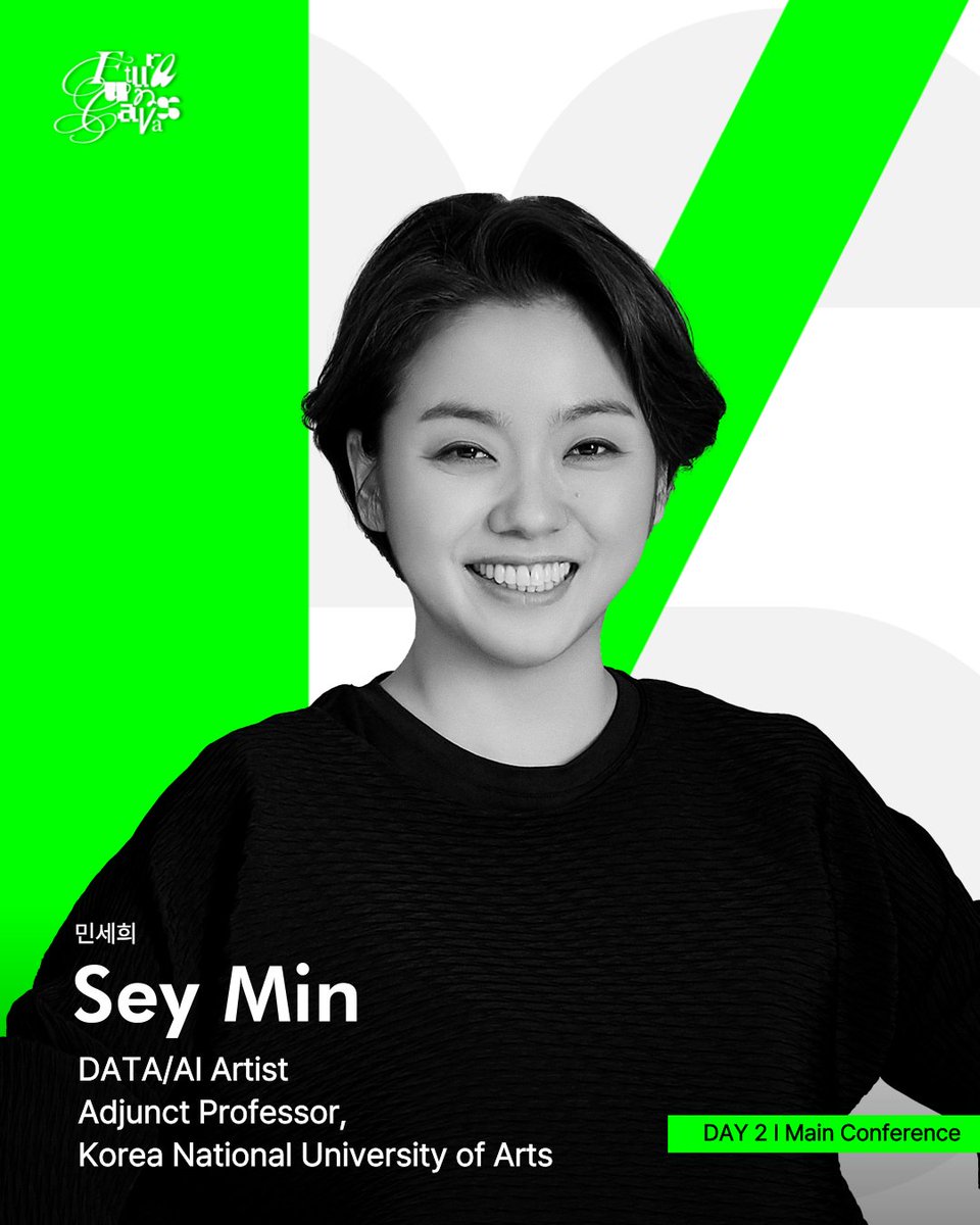 ⏰ DAY 2 | Main Conference
👤 Sey Min (DATA/AI Artist)

<a href="/sey_min_sey/">sey Min</a> is an artist specializing in data-driven AI art and design. Her work explores societal insights through energy-dependent architecture, public data awareness, and AI environments.