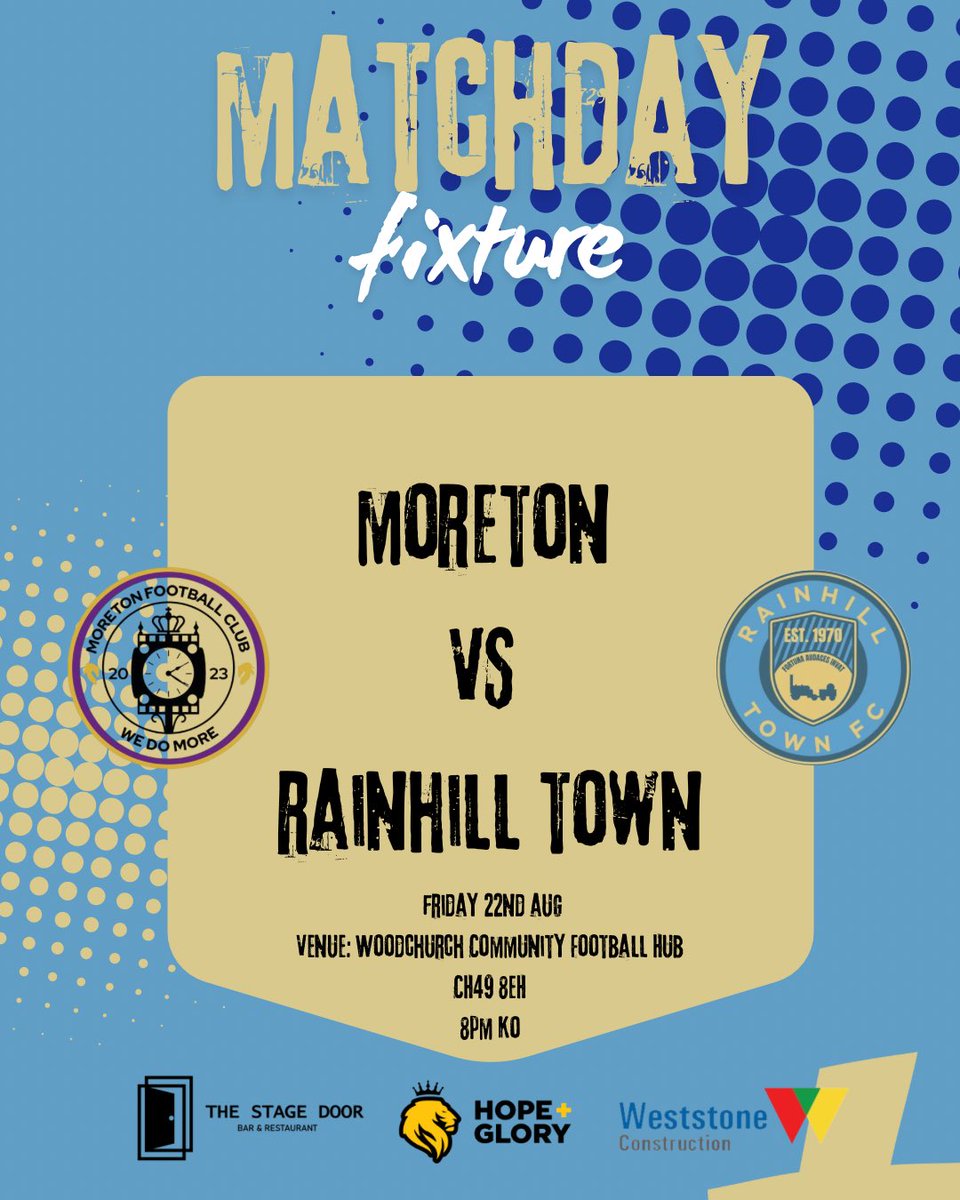 🚂 FRIDAY NIGHT FOOTBALL 🚂

Tonight sees the reserves face Moreton for the second time in 6 days. Hoping to avenge the result from the home fixture last Saturday. 

Ko 8pm 🙌🏻🚂⚽️