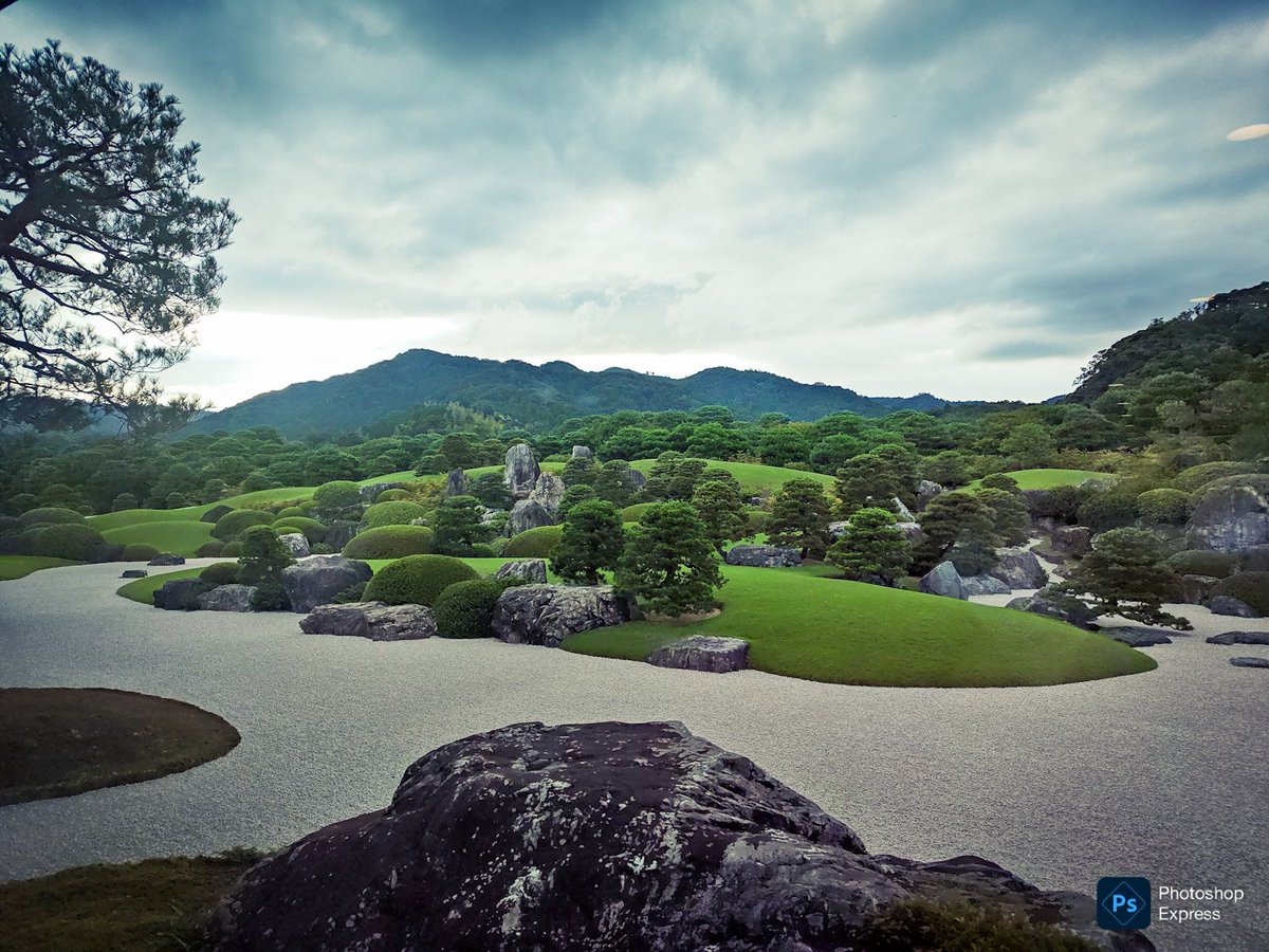 曇り空のためあまり良い写真撮れてないのですが…足立美術館の有名なお庭です（ぬい無し）