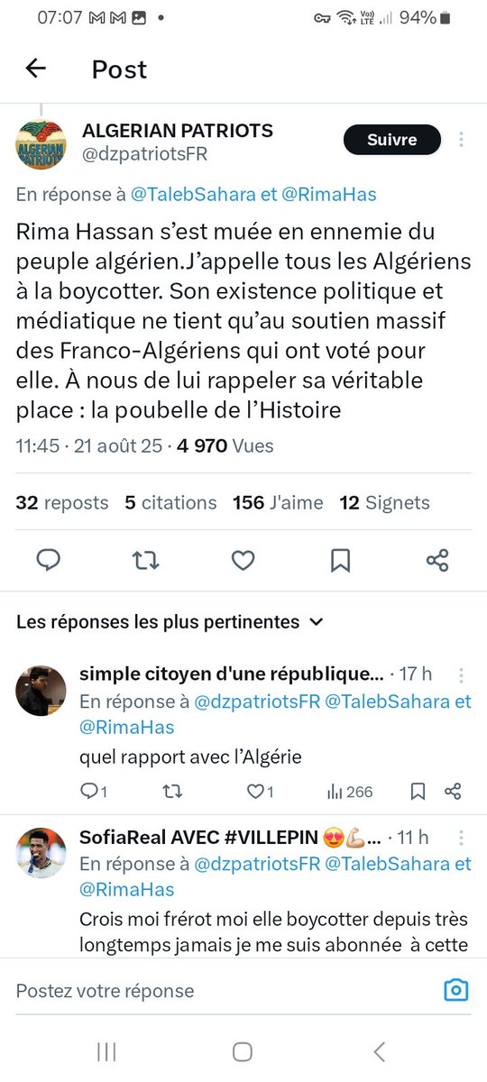 Jannick Thamaire (@jannick_thamair) on Twitter photo Il y a de l'eau dans le gaz entre les algéRIENs et la péripatéticienne haSSan <a href="/RimaHas/">Rima Hassan</a> 🤣🤣🤣🤣🤣 Il y a de l'eau dans le gaz entre les algéRIENs et la péripatéticienne haSSan <a href="/RimaHas/">Rima Hassan</a> 🤣🤣🤣🤣🤣
