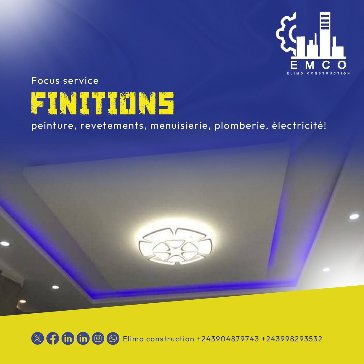 ElimoConst's tweet photo. Focus service – Finitions!
 
Les finitions apportent la touche finale à vos espaces : peinture, revêtements, menuiserie, plomberie et électricité. 

Avec Elimo Construction, bénéficiez d’un travail soigné et précis, pour un résultat à la hauteur de vos attentes. https://t.co/eLoLEQ1BvV