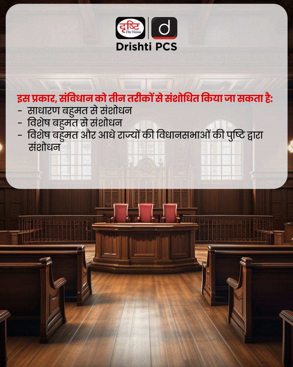 DrishtiPCS's tweet photo. अनुच्छेद 368: संविधान संशोधन की प्रक्रिया और उसके तीन स्वरूप

[Indian Constitution Amendment Process Constitutional Amendments Kesavananda Bharati Case
Special Majority Simple Majority Article 368]

#IndianConstitution #Article368 #ConstitutionalAmendment #BasicStructureDoctrine #ParliamentaryPower #KesavanandaBharati #IndianLaw #LegalEducation #ConstitutionalLaw #IndianPolitics #DrishtiPCS