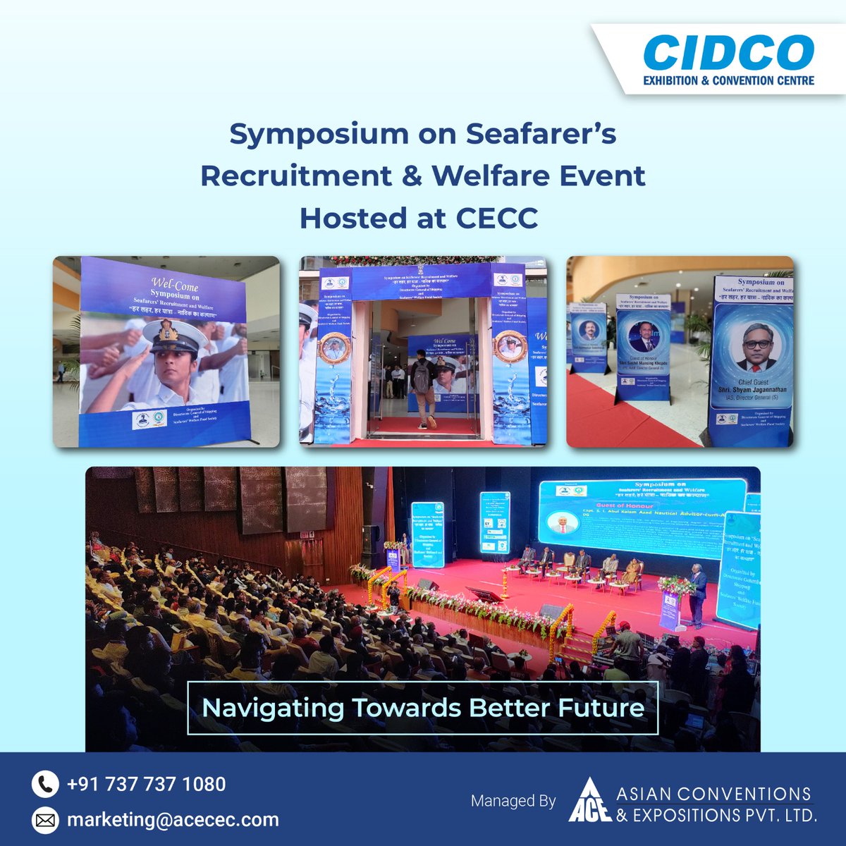 CidcoC's tweet image. The Symposium on Seafarer’s Recruitment &amp;amp; Welfare was successfully hosted at CIDCO Exhibition and Convention Centre. 
Featuring a Navy-led workshop &amp;amp; panel on recruitment, welfare &amp;amp; future pathways for seafarers. 

Plan your next event with us!

#ACEVenue #CECC