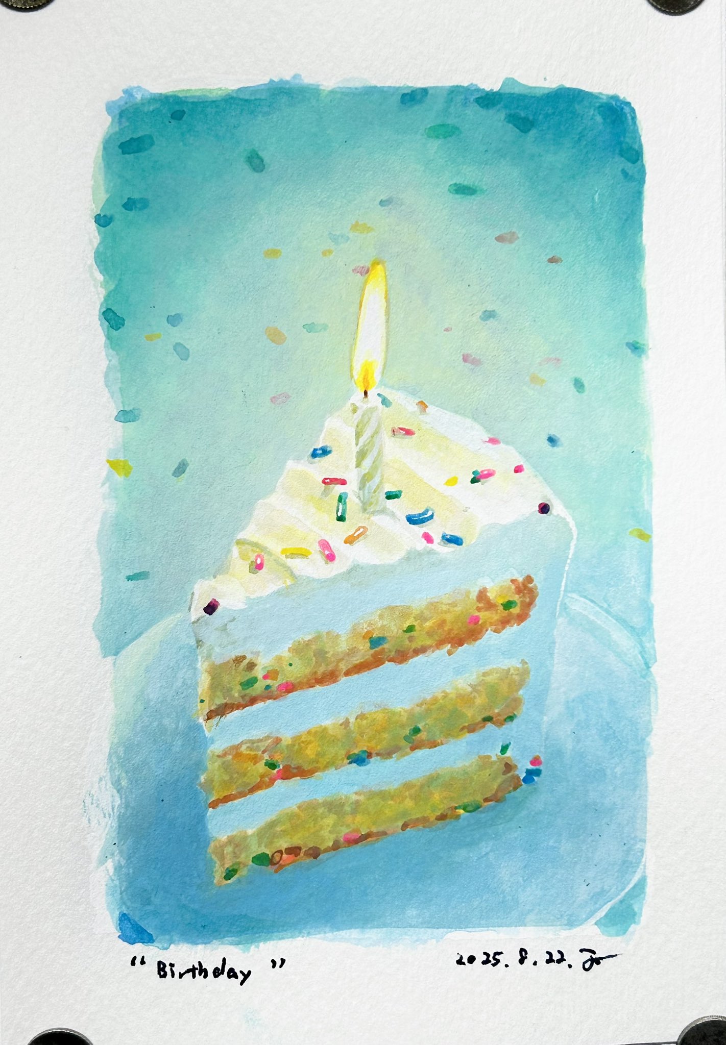 絵画。原画手描【シャム猫たちはデート記念日のためにさくらんぼケーキを用意した】 I reconstructed the kitten's face as a falcon trying to fly