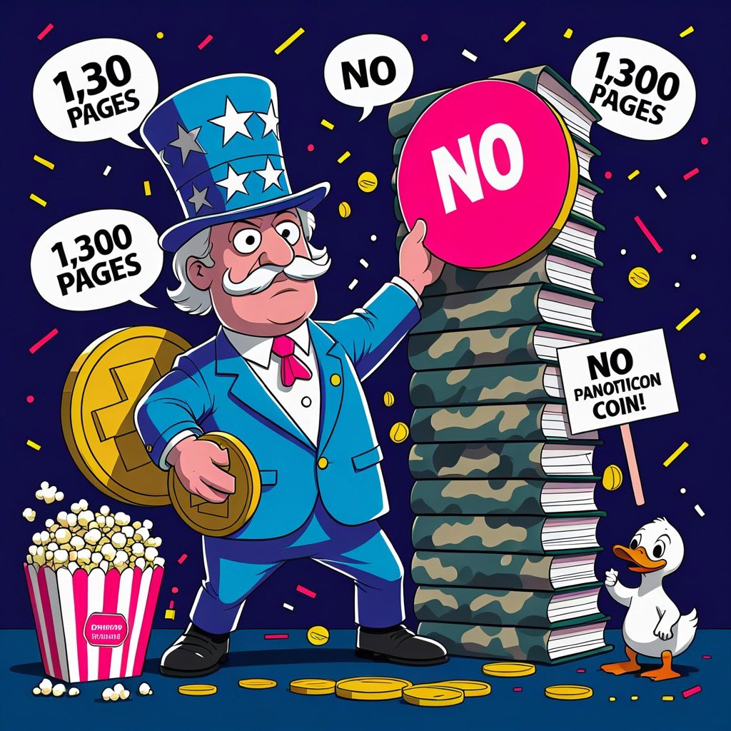 Satiricoin_News's tweet photo. House drops a plot twist: banning a Fed CBDC… inside a 1,300‑page defense bill. Crypto policy via camo. GOP says “no panopticon coin,” Senate says “we’ll see.” Stables OK, FedCoin nope. Grab popcorn. 🍿🇺🇸
https://t.co/AjGD25adXt #CBDC #Fed #USPolitics #DefenseBill #CryptoLaw https://t.co/jknXocdcRC
