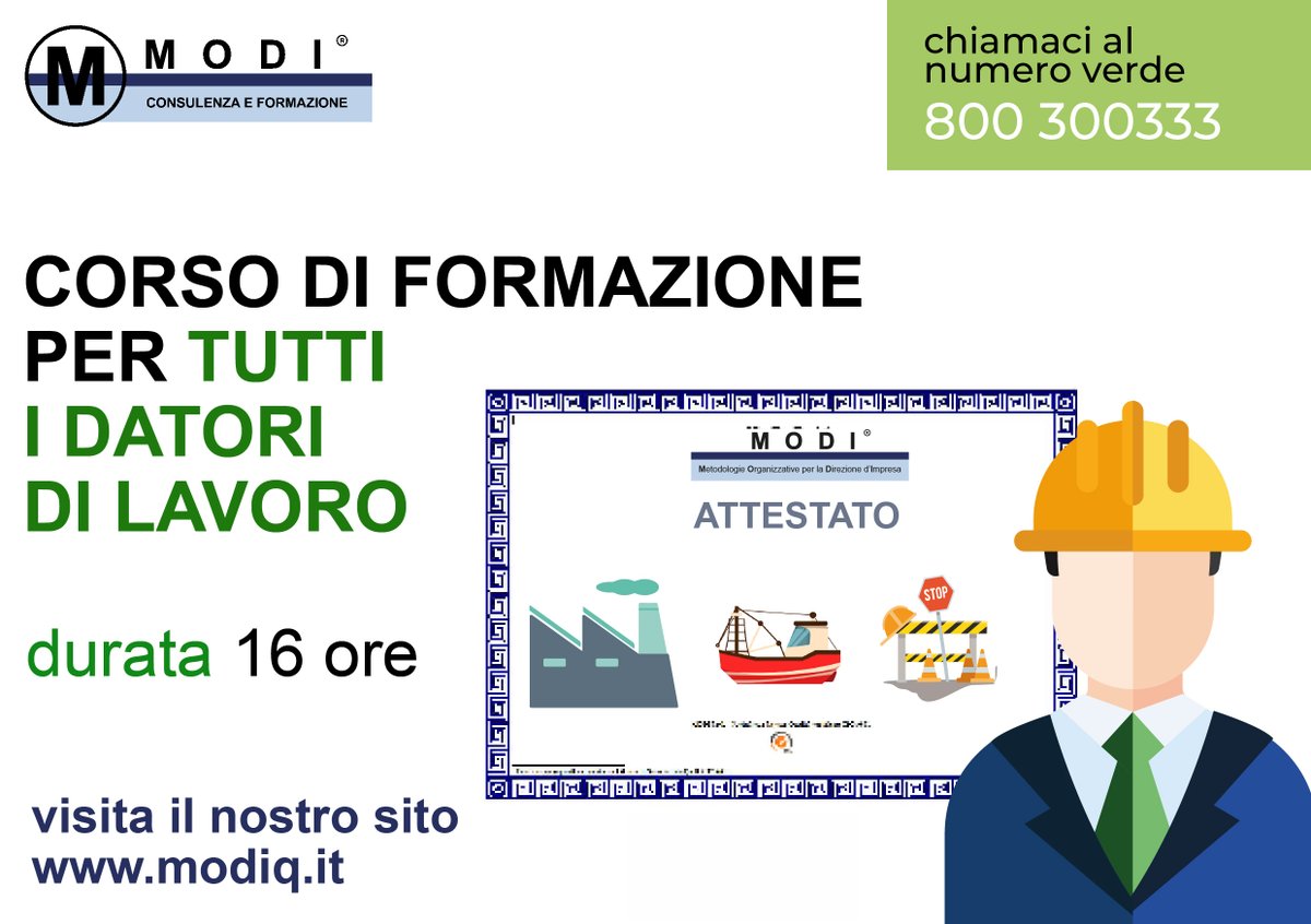 ConSicVeneto's tweet image. La #sicurezza negli ambienti di lavoro  è data dalla cultura aziendale. 

Il #Datore di #Lavoro deve essere stabilire relazioni efficaci con i dirigenti, i preposti, i lavoratori e tutte le figure della sicurezza. 

Per lui partecipare al corso di 16 ore è un obbligo!. 

#corsi