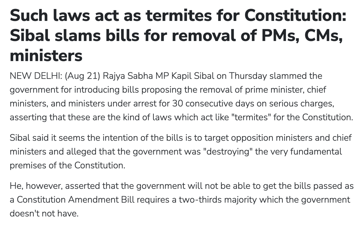 IndiaCrooks's tweet photo. #ZeroSibal #Chamberman doing their usual scaremongering on these bills which will prohibit PM/CMs/ ministers from running offices from jail, as they won't get such cases to fight. Both are RS MPs also and still such बेशर्मी😲
@KapilSibal @DrAMSinghvi 
https://t.co/zuz7ZB3DQ9 https://t.co/FBDwxHaNnE