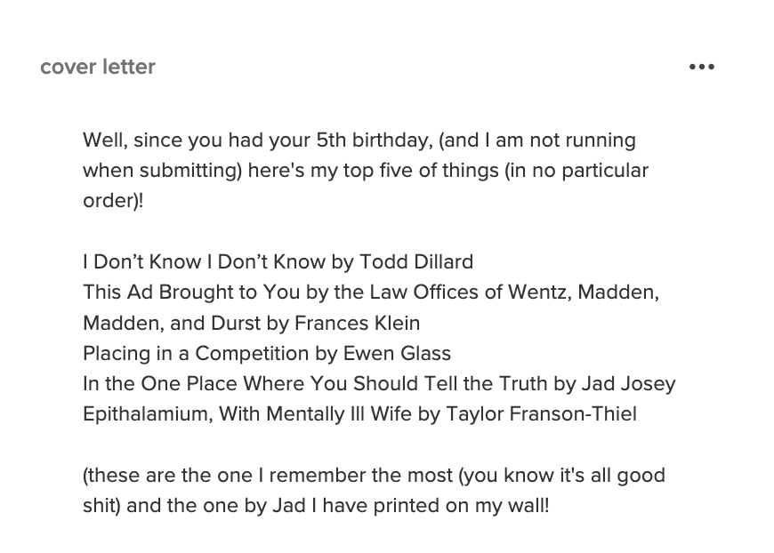 havehadhavehad's tweet photo. got another cover letter with 5 faves, and so gonna share so they can become some of your faves too

links in replies... https://t.co/fau87uOzqP