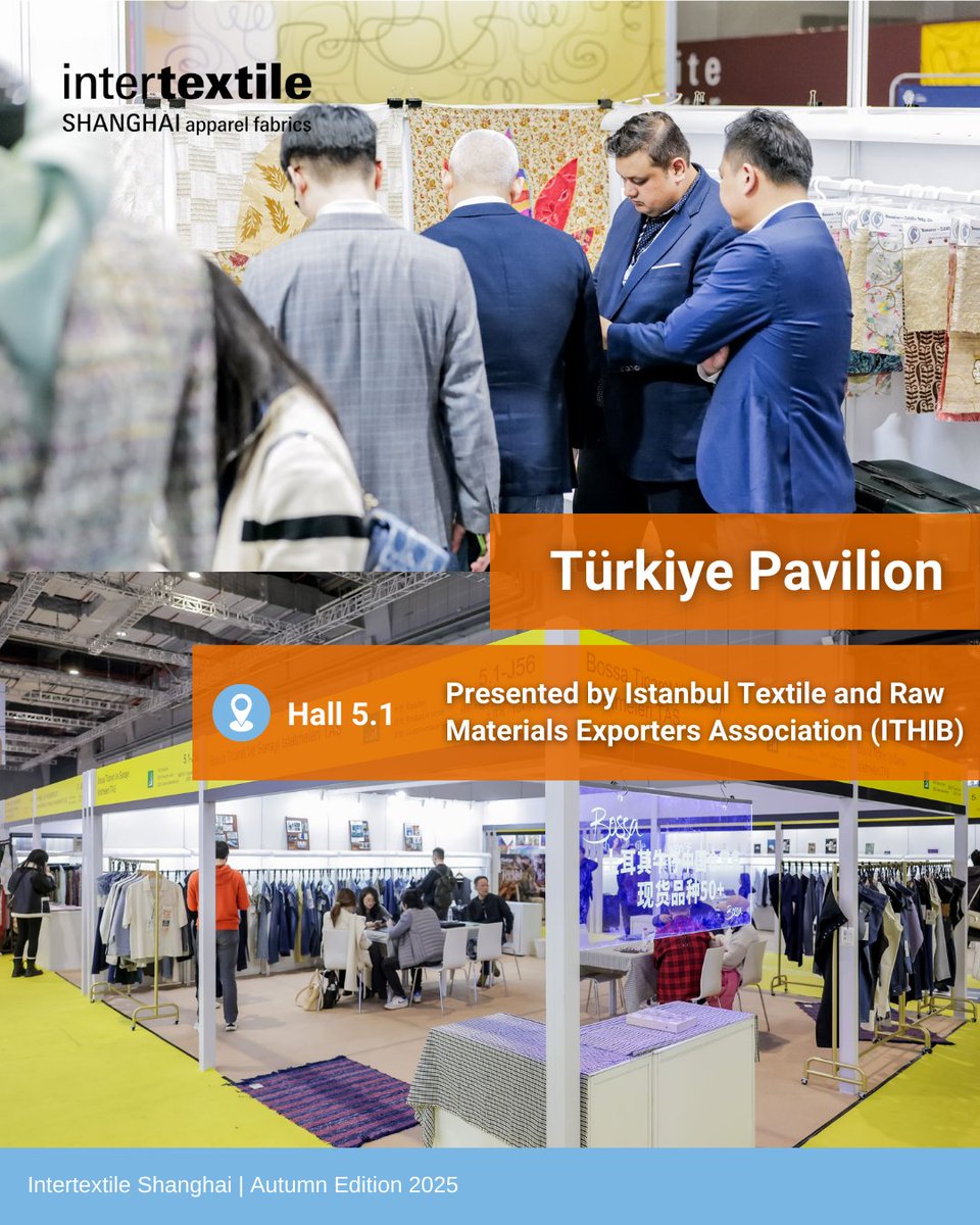 𝗖𝗼𝘂𝗻𝘁𝗿𝘆/𝗥𝗲𝗴𝗶𝗼𝗻 𝗽𝗮𝘃𝗶𝗹𝗶𝗼𝗻: 𝙏ü𝙧𝙠𝙞𝙮𝙚 𝙋𝙖𝙫𝙞𝙡𝙞𝙤𝙣

İTHİB brings 12 Turkish fabric producers to organize the Pavilion for the first time, presenting masterpieces made in Türkiye that blend traditional &amp; modern design.

Pre-reg: dwz.cn/nplQYjyt