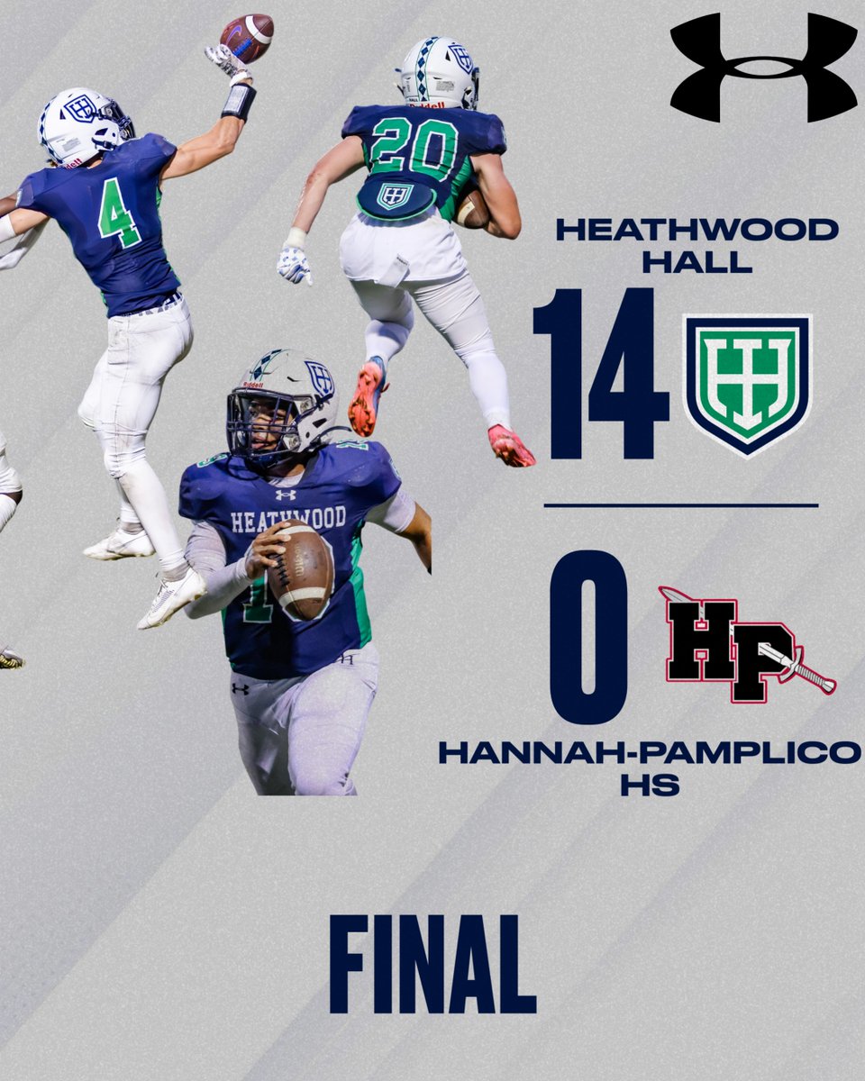 VARSITY FOOTBALL FINAL

Heathwood Hall 14
Hannah-Pamplico 0

Next game is Friday, 8/29 vs. Laurence Manning Academy at 7:30 PM right here at Highlander Stadium.

Drive home safely Highlander Nation! See you next week!

#GoHall