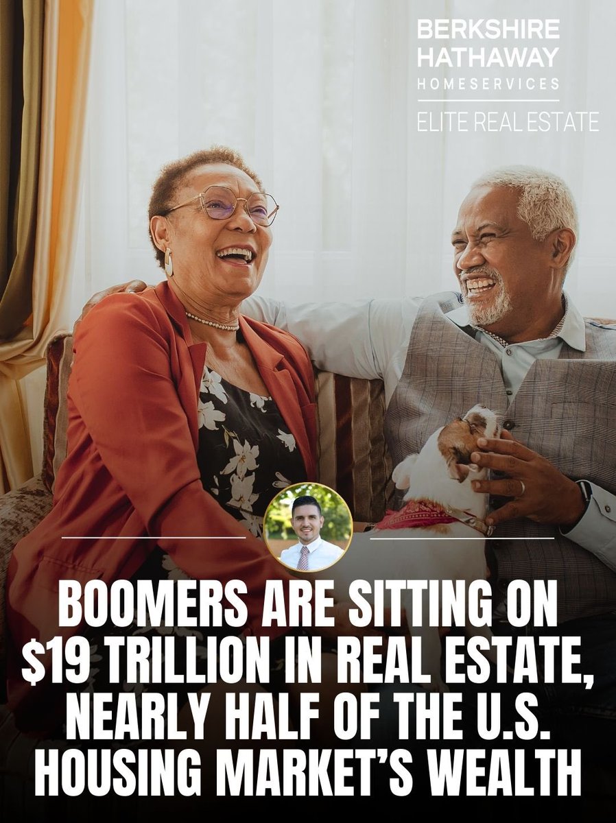 RealETGuy's tweet photo. Boomers hold nearly $19 TRILLION in real estate. 🤑😱

That’s half of all U.S. housing equity. But here’s the plot twist: most aren’t selling. 

The “silver tsunami” everyone predicted? It’s not a wave—it’s a slow drip. 💧🫩 https://t.co/YRQL0t4eiR